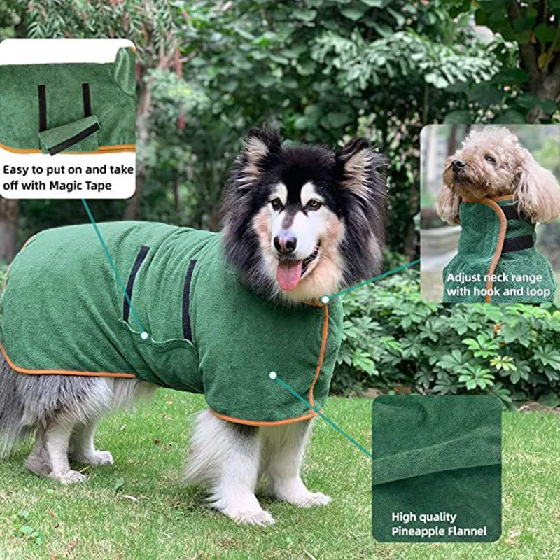 Fast-Dry Pet Bathrobe Towel