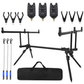 Taruor Fishing Rod Stand Rack Adjustable Retractable Carp Fishing Rod Stand Holder with 3 Fishing Bite Alarms 3 PCS Fishing Bait Swinger Fishing Tackle Set Fishing Accessories