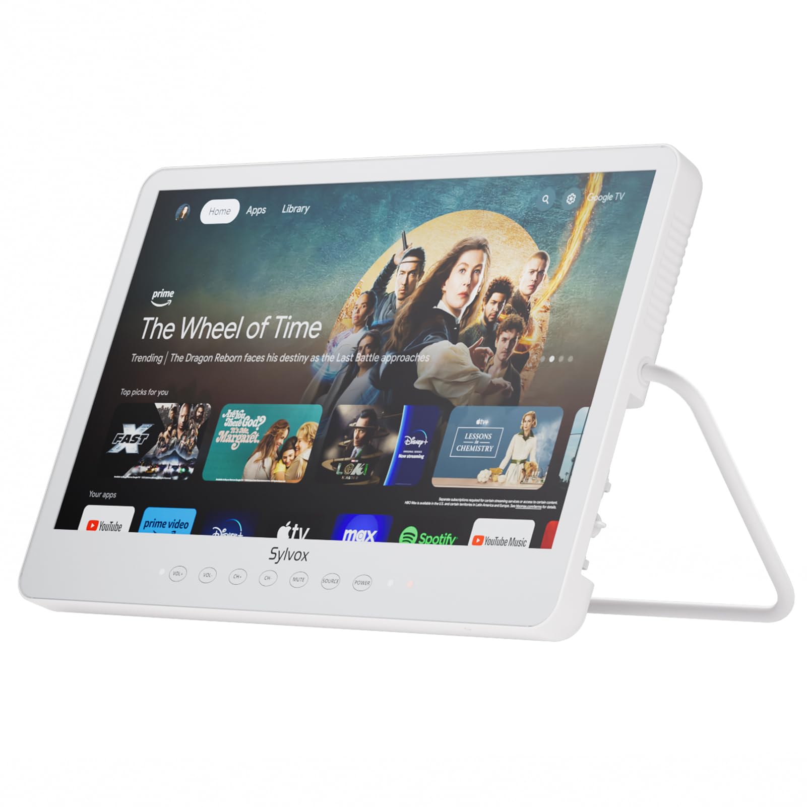 SYLVOX 15.6 Portable Smart TV 12 Volt Television 10000mAH Battery Powered IP66 Waterproof Dual Speakers Wireless WiFi 300nits Small Outdoor TVs for RV Camping Pool Bathroom Kitchen Bedroom